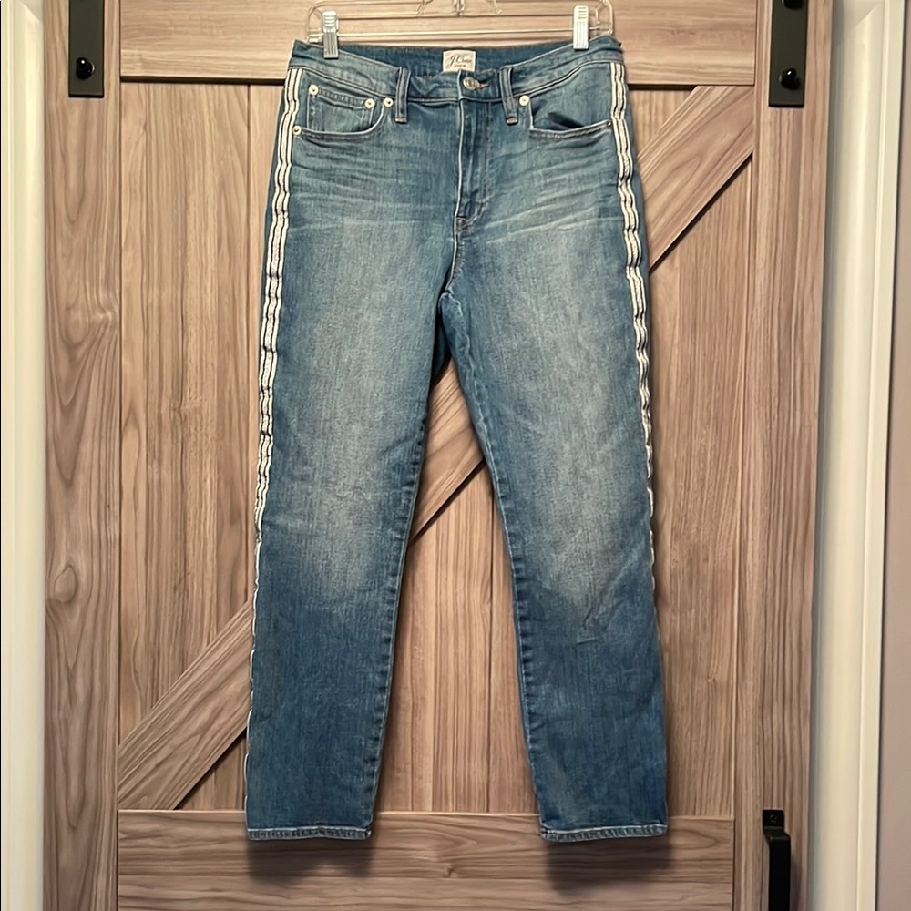J Crew Slim Boyfriend Tuxedo Stripe Jeans